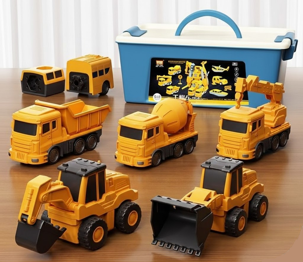 Magnetic Building Blocks Kids Transforming Vehicle Toy Set