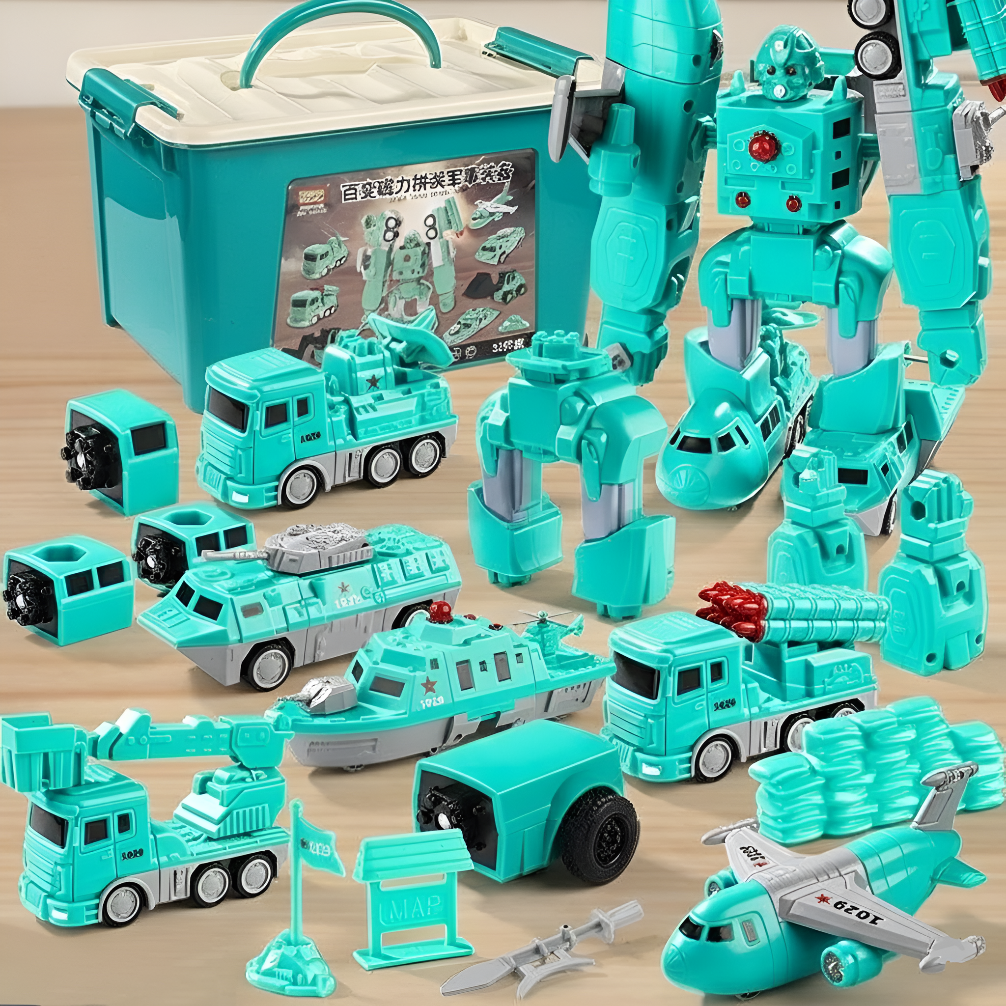 Magnetic Building Blocks Kids Transforming Vehicle Toy Set