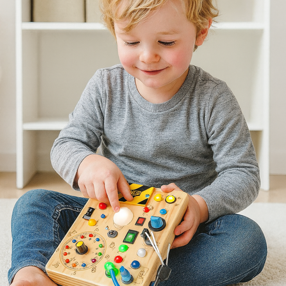 Busy Board Toddler Sensory Toy LED Light Switch Activity