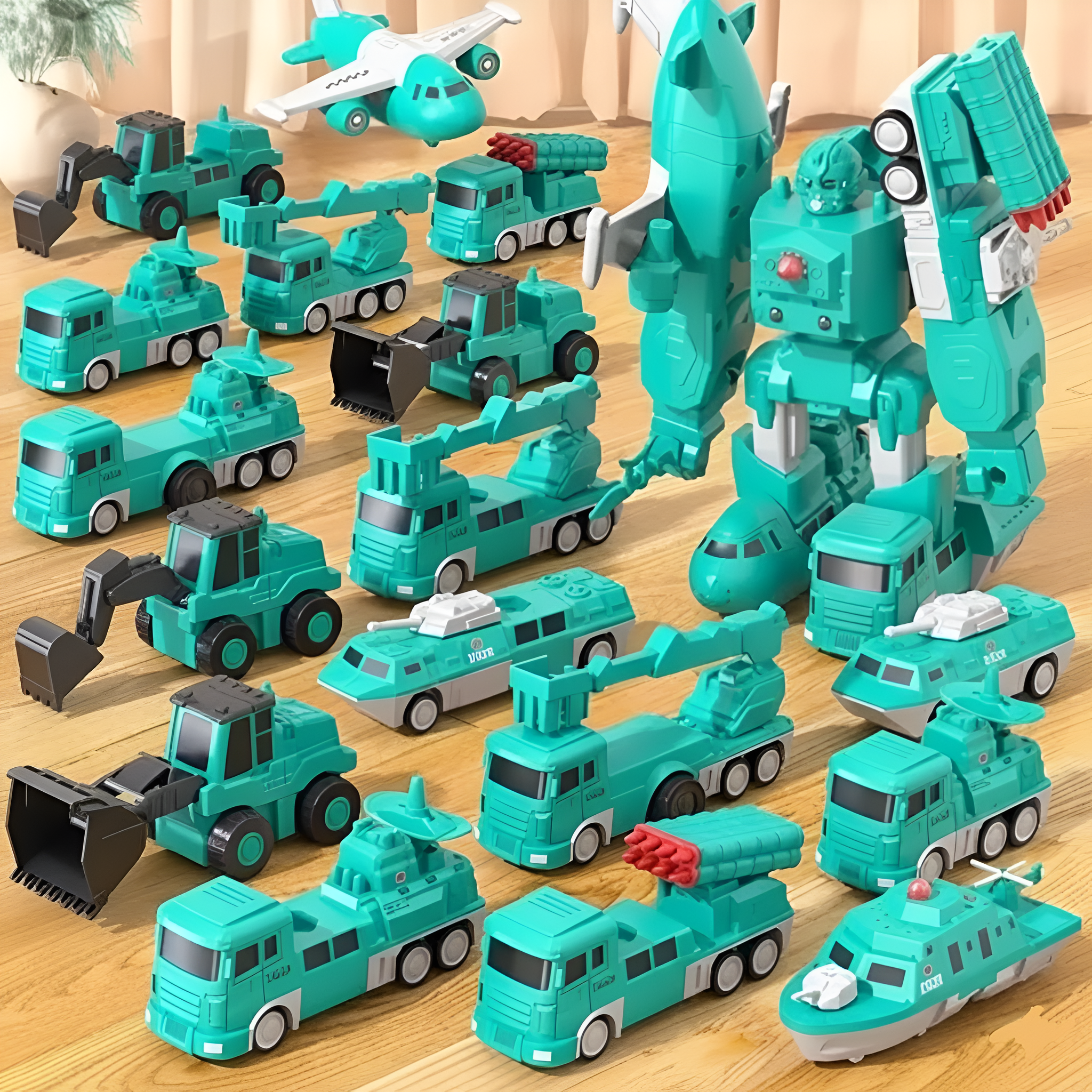 Magnetic Building Blocks Kids Transforming Vehicle Toy Set