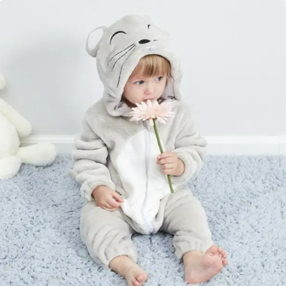 Baby Onesie Animal Hood Zip Up Outfit Everyday Wear