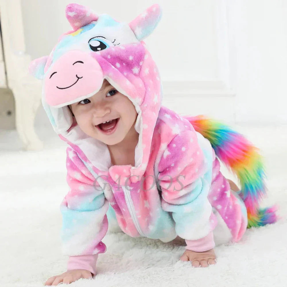 Baby Onesie Animal Hood Zip Up Outfit Everyday Wear