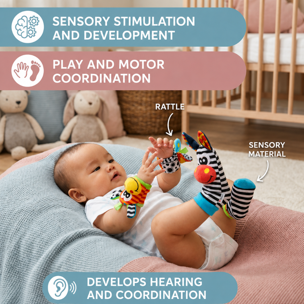 Baby Toy Wrist Rattle Socks Sensory Play Set