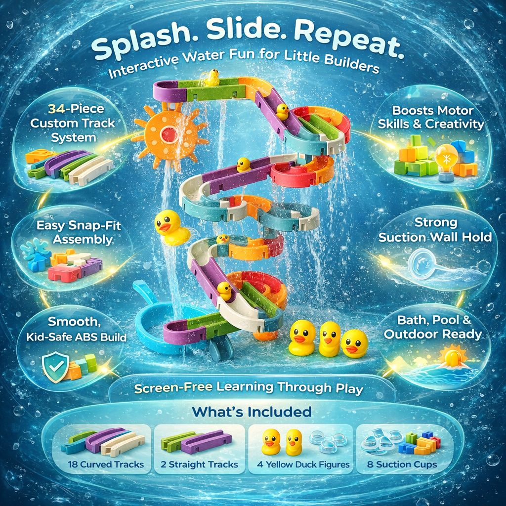 Bath Toys Toddler Water Slide Duck Bathtub Play Set