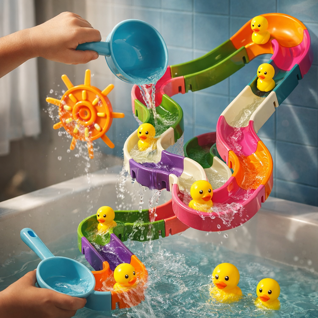 Bath Toys Toddler Water Slide Duck Bathtub Play Set