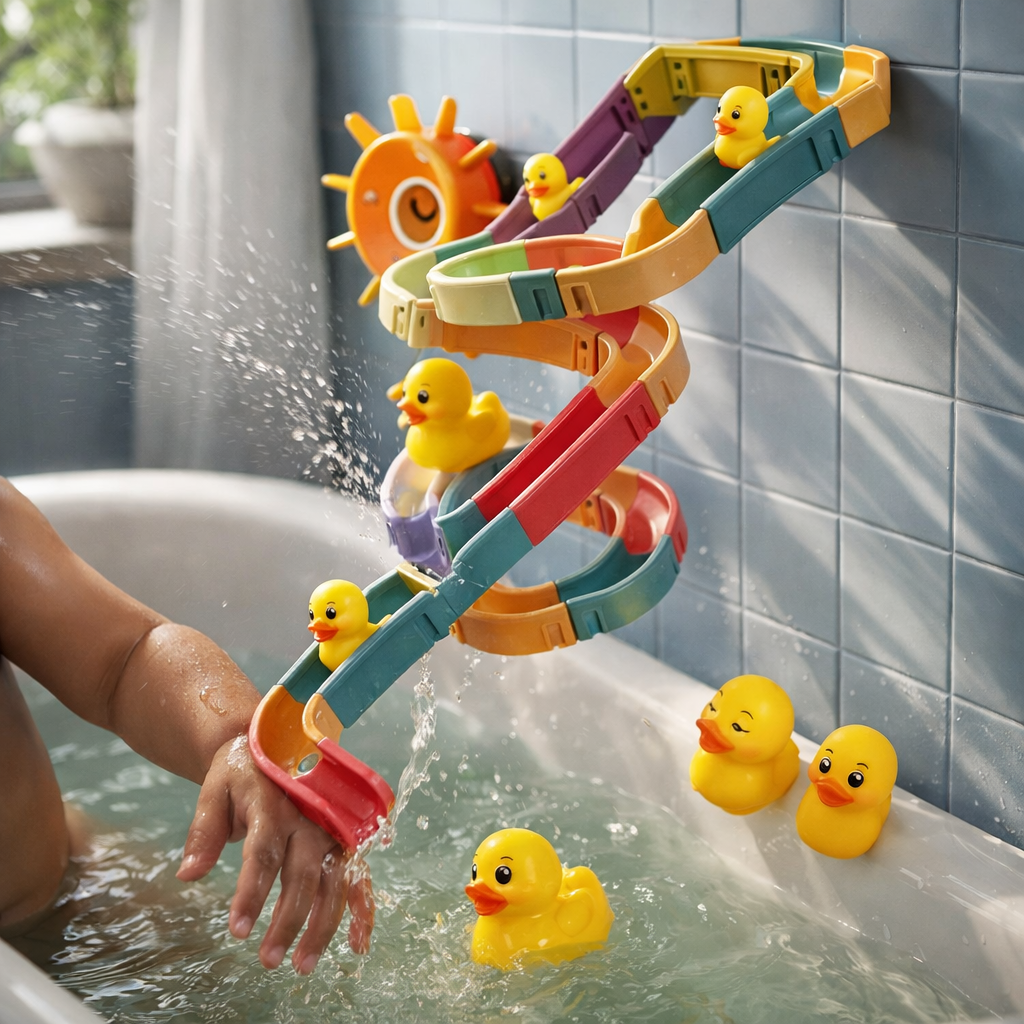 Bath Toys Toddler Water Slide Duck Bathtub Play Set