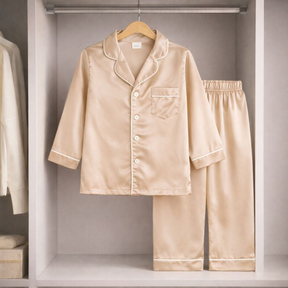 Kids Pajamas Set Button Front Long Sleeve Sleepwear