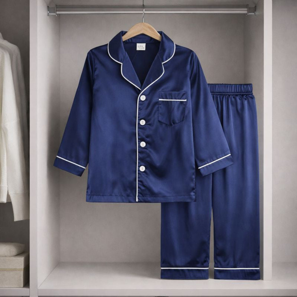 Kids Pajamas Set Long Sleeve Button Front Sleepwear