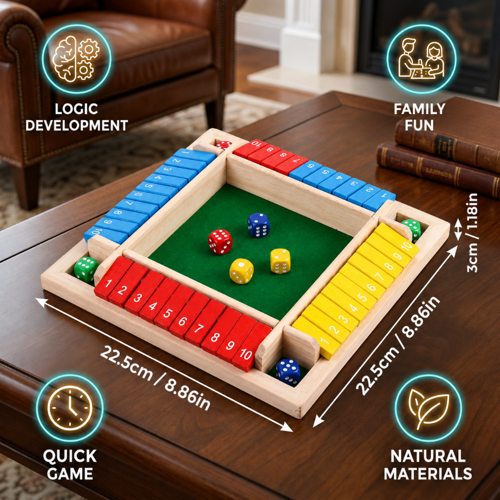 Board Game Shut the Box Dice Game Family Math Toy