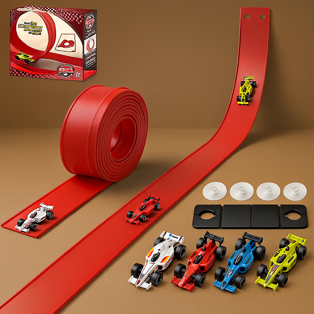 Race Track Kids Flexible Roll Up Car Set