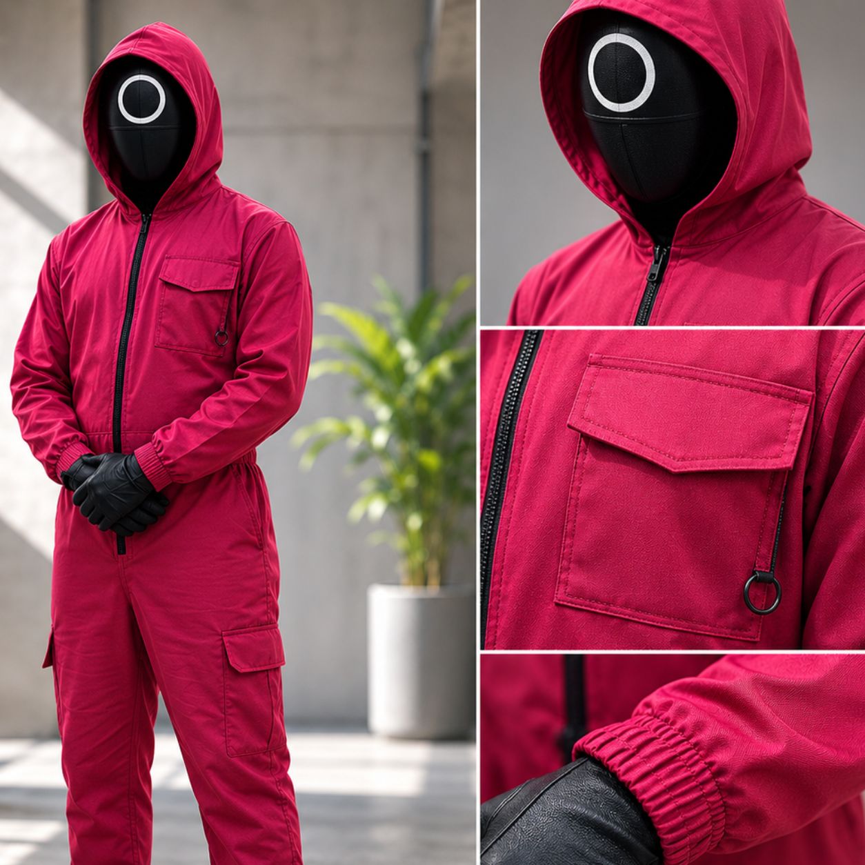 Costume Jumpsuit Hooded Guard Party Outfit