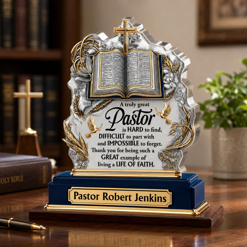Personalized Plaque Acrylic Pastor Appreciation Desk Award