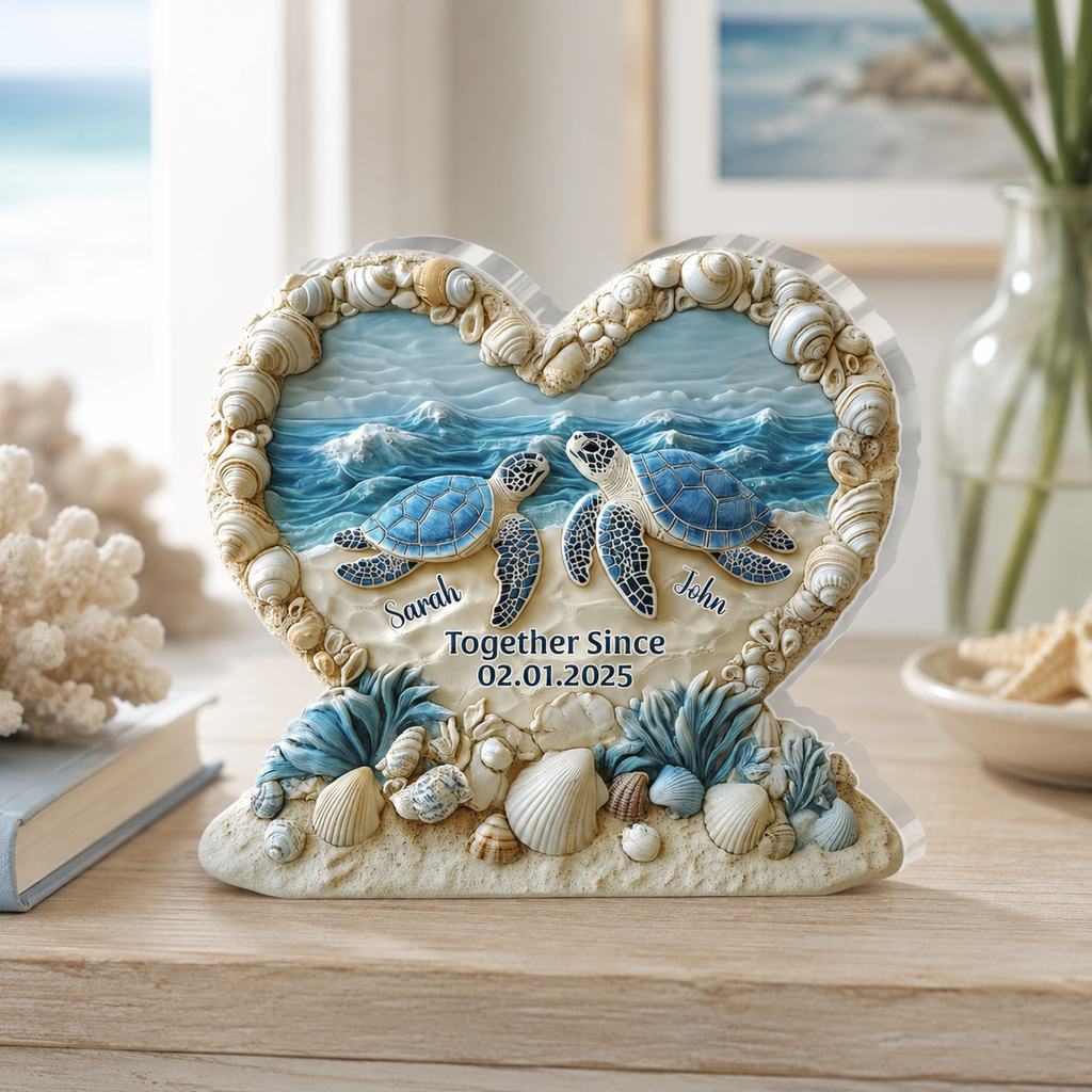 Personalized Plaque Acrylic Ocean Heart Home Decor