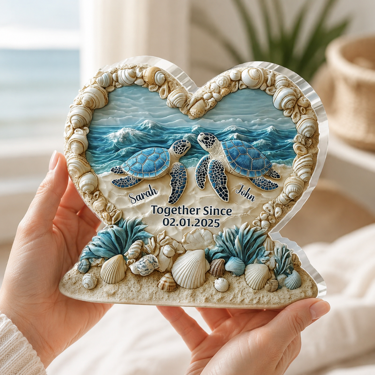 Personalized Plaque Acrylic Ocean Heart Home Decor