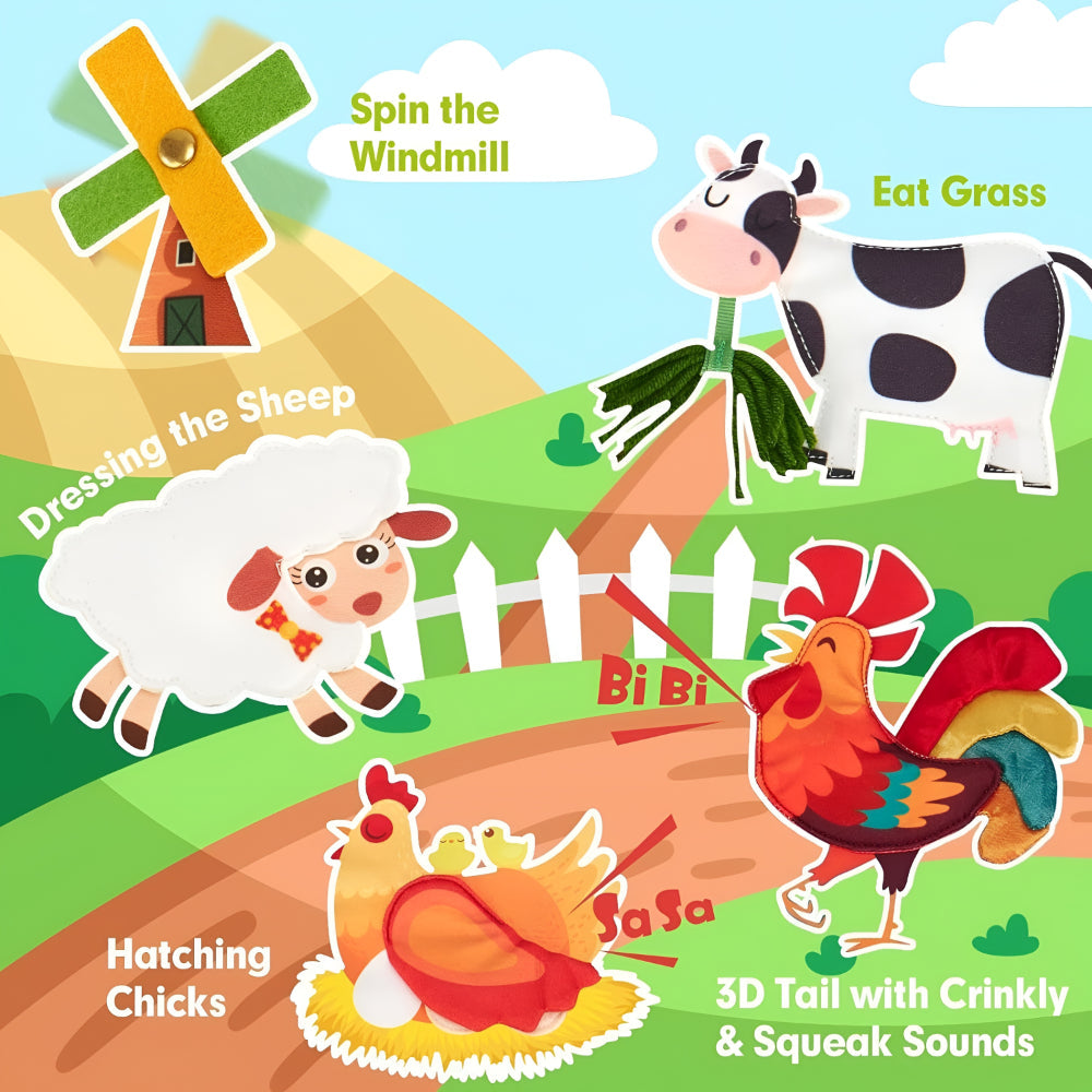 Baby Book Interactive Farm Busy Book Toddler Learning Toy