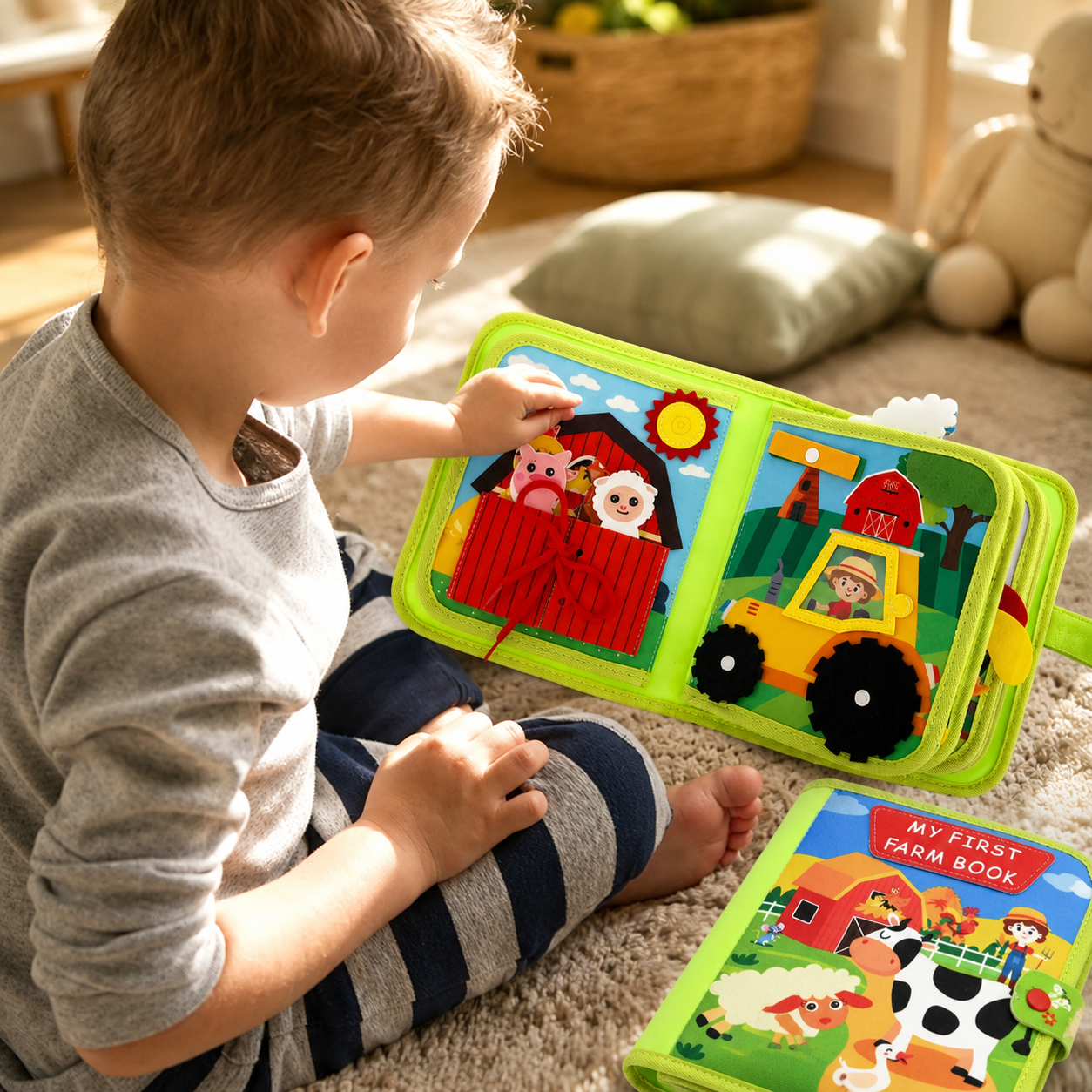 Baby Book Interactive Farm Busy Book Toddler Learning Toy
