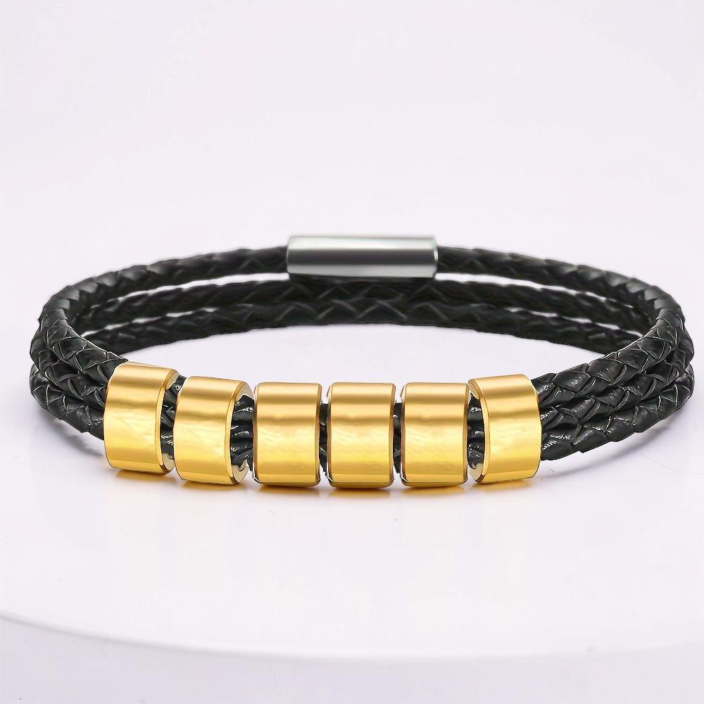 Father's Day Custom Bracelet Name Bead Magnetic Clasp Gift