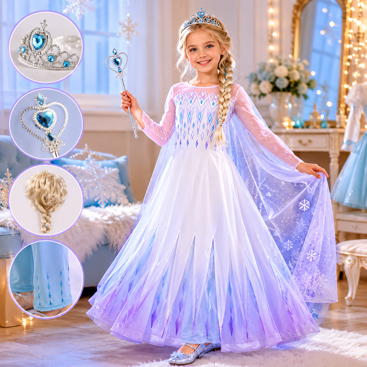 Girls Princess Dress Costume Party Dress Up Set