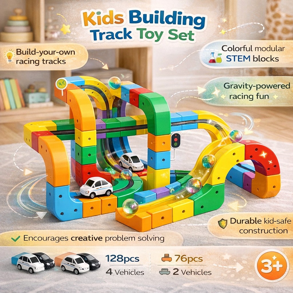 Toy Car Track Magnetic Building Set Kids Race Playset