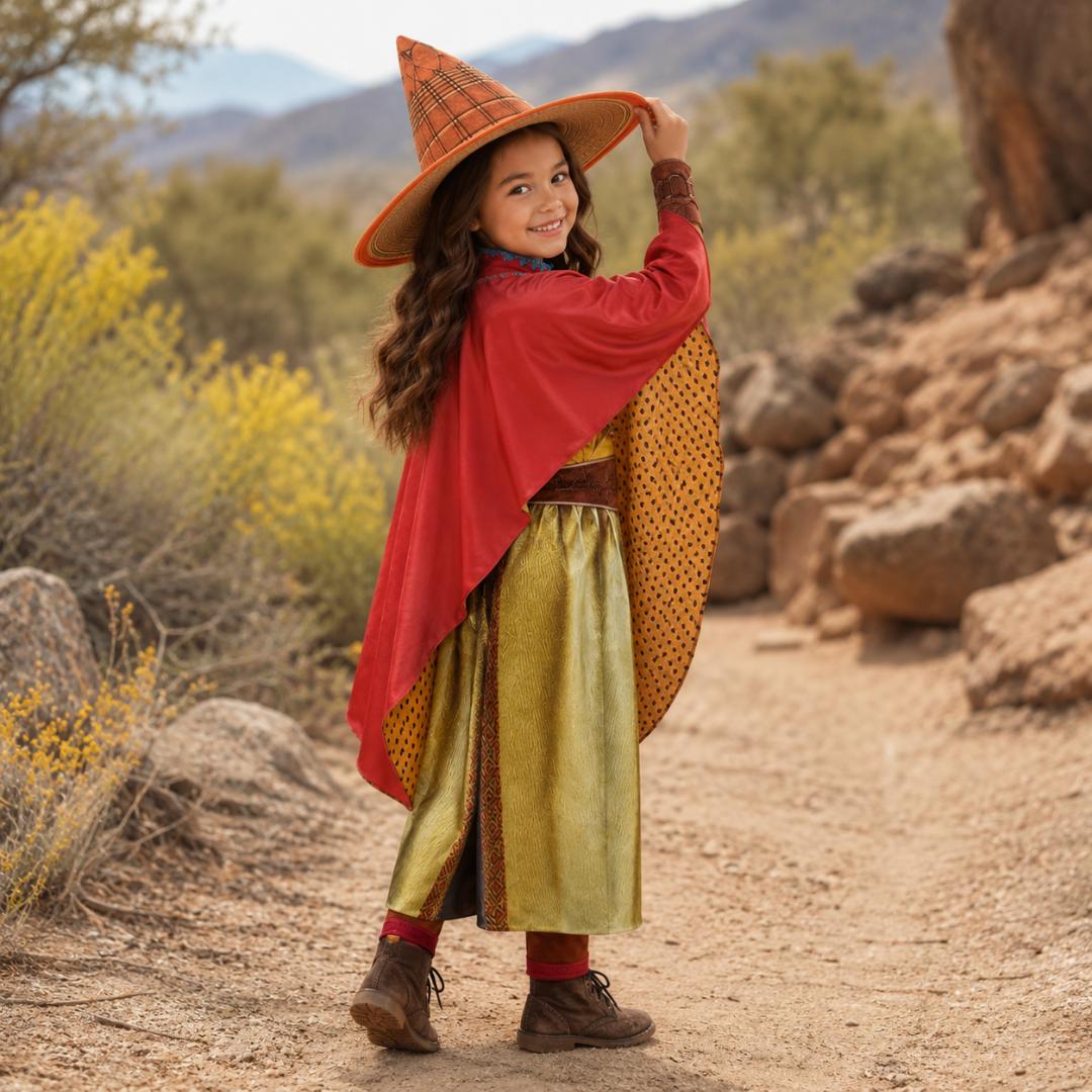 Kids Costume Fantasy Princess Roleplay Outfit Hat Cloak