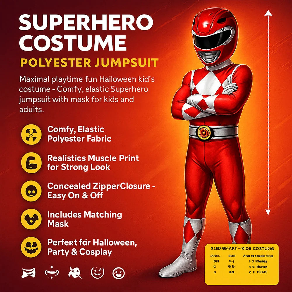 Kids Costume Superhero Jumpsuit Mask Outfit