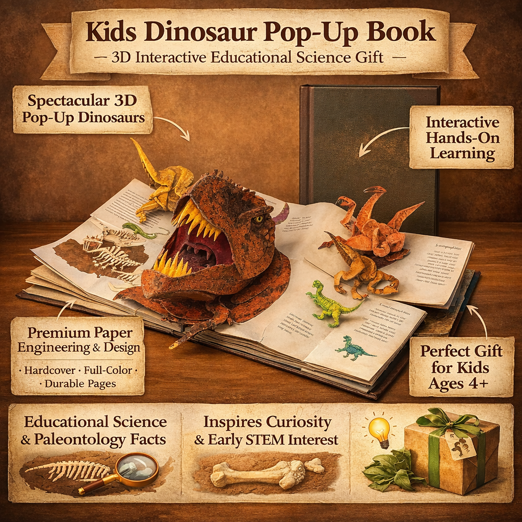Dinosaur Book Kids 3D Pop Up Educational Science Gift