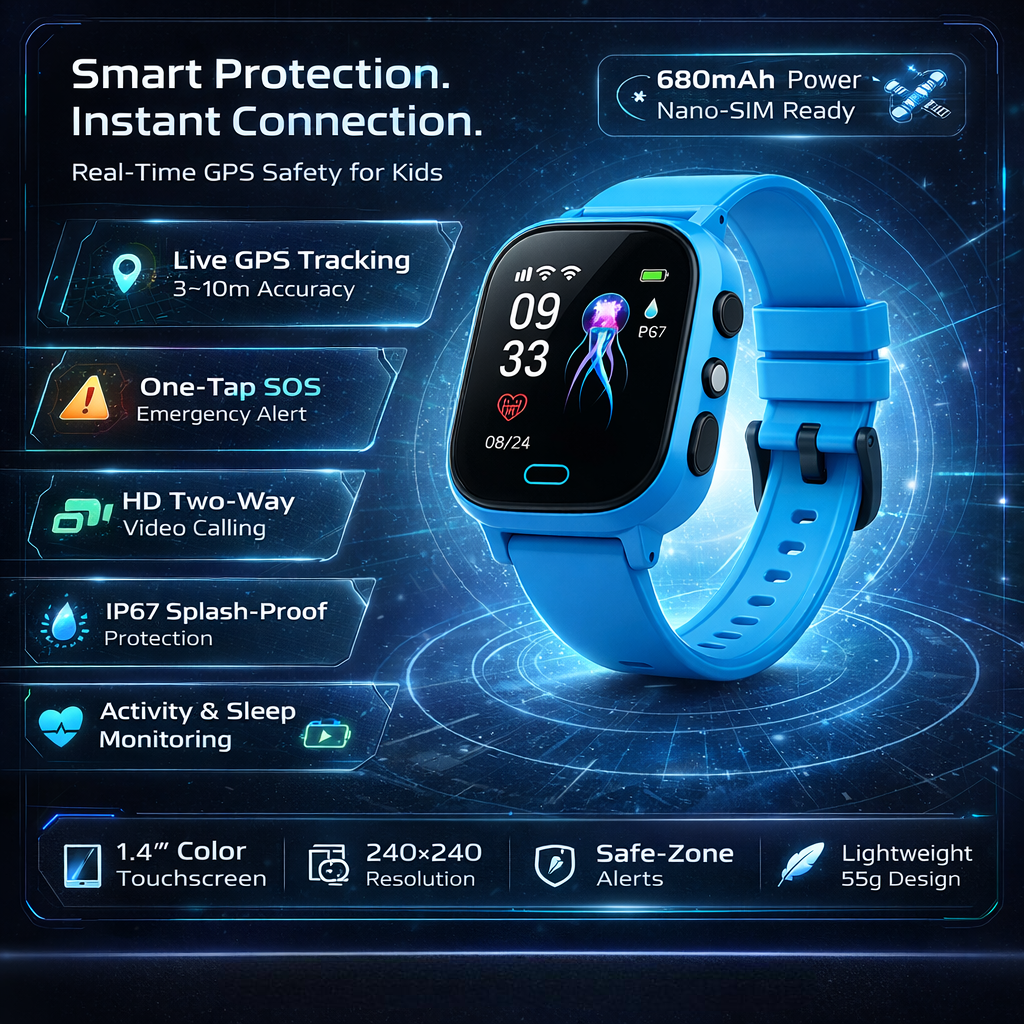 Kids Smartwatch GPS Waterproof Video Call Safety Watch