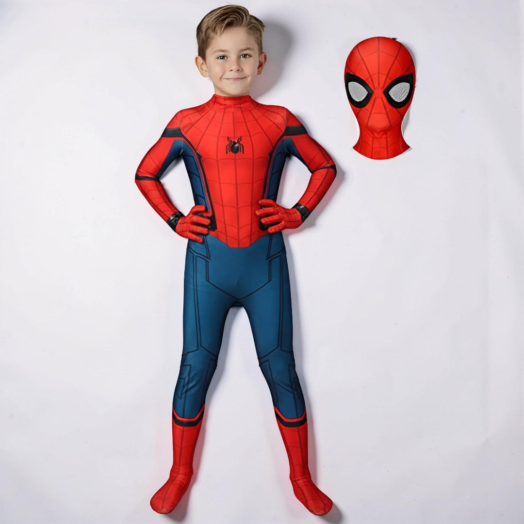 Halloween Costume Kids Superhero Stretch Bodysuit Mask