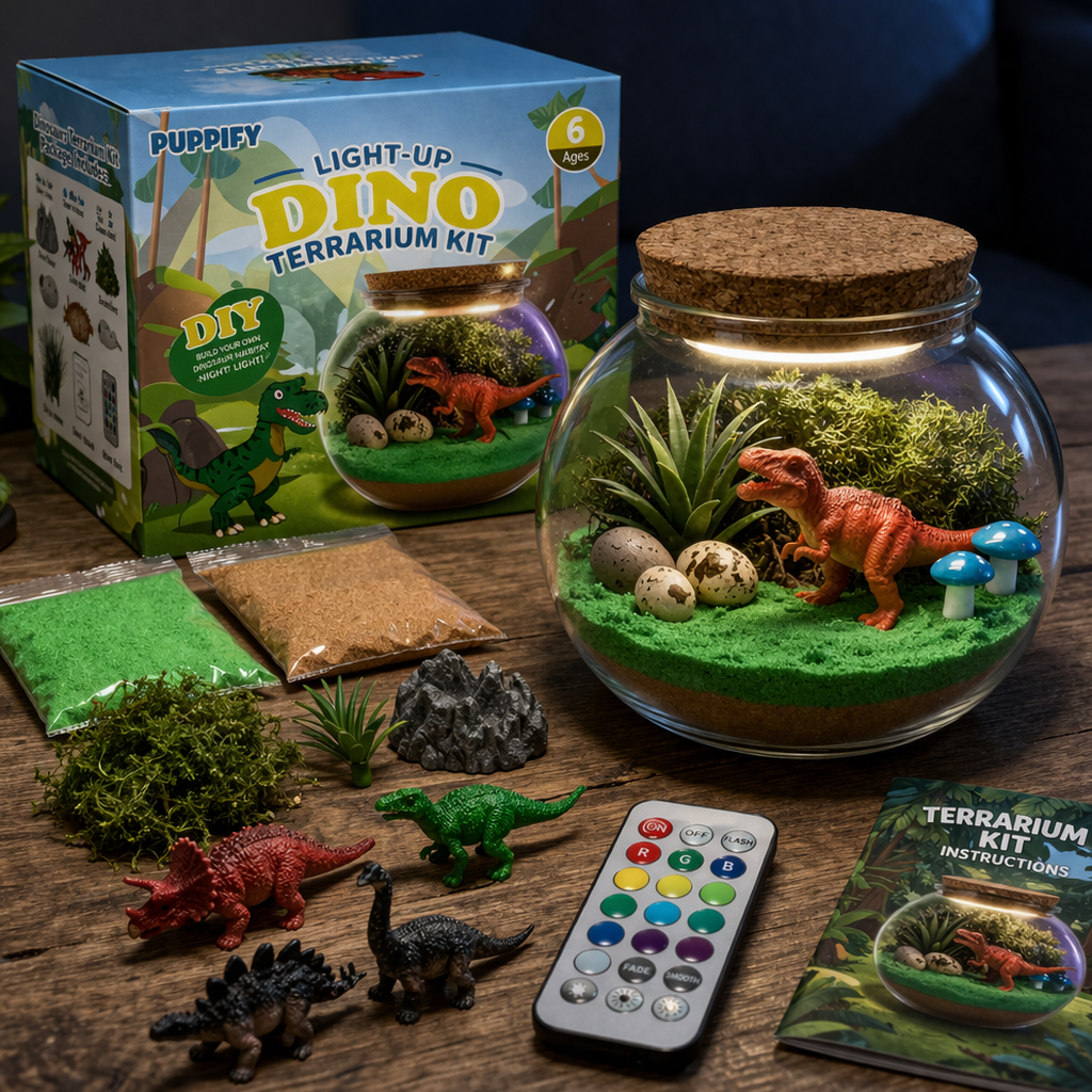 Terrarium Kit Dinosaur Night Light Kids Craft Set