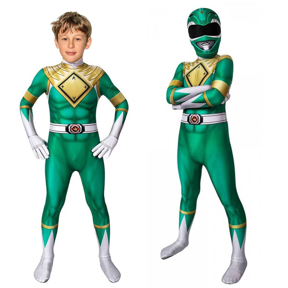 Kids Dragon Ranger Costume Jumpsuit Superhero Outfit with Mask 1