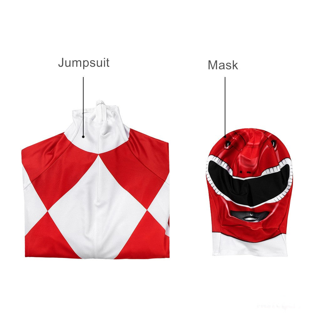 Kids Dragon Ranger Costume Jumpsuit Superhero Outfit with Mask 6