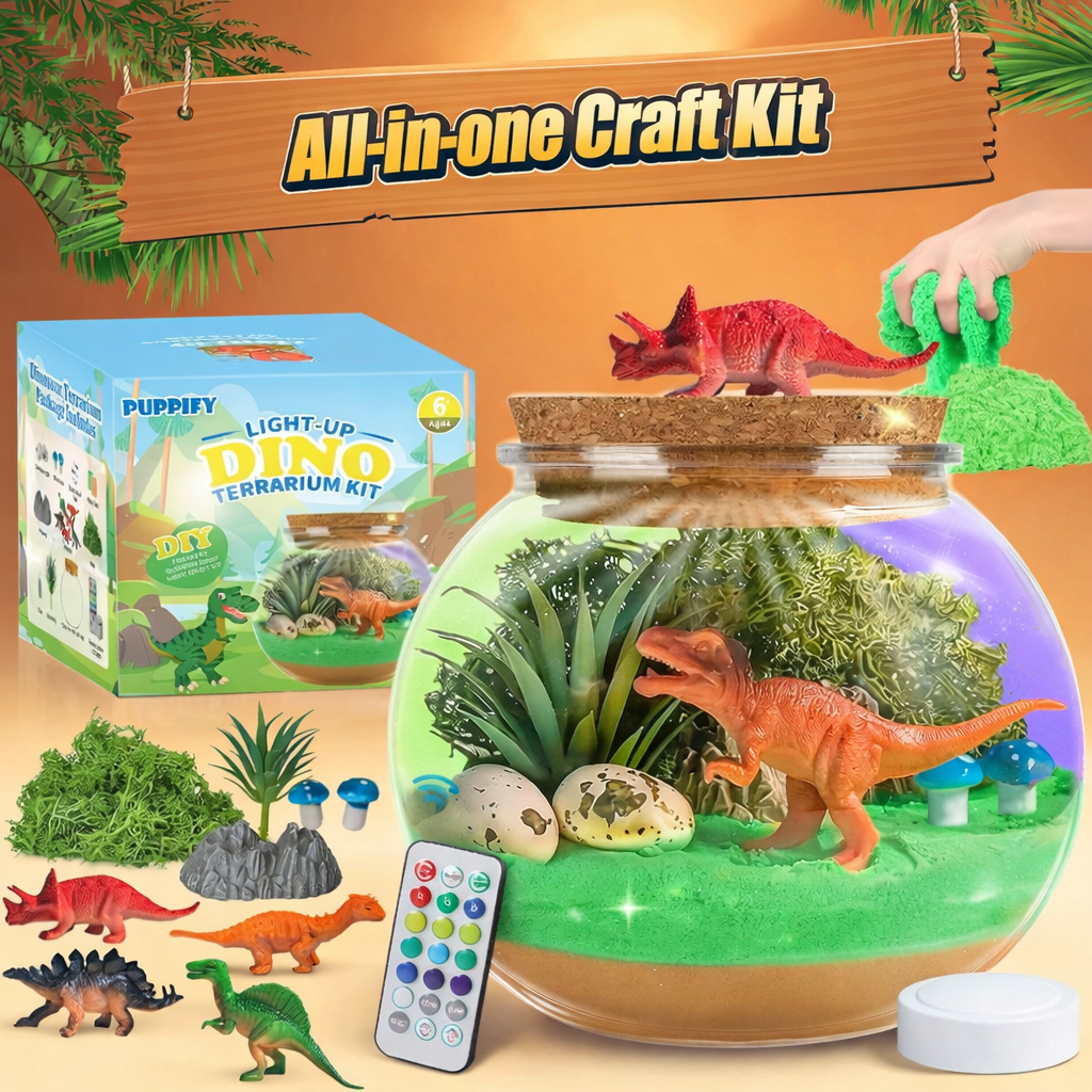 Terrarium Kit Dinosaur Night Light Kids Craft Set