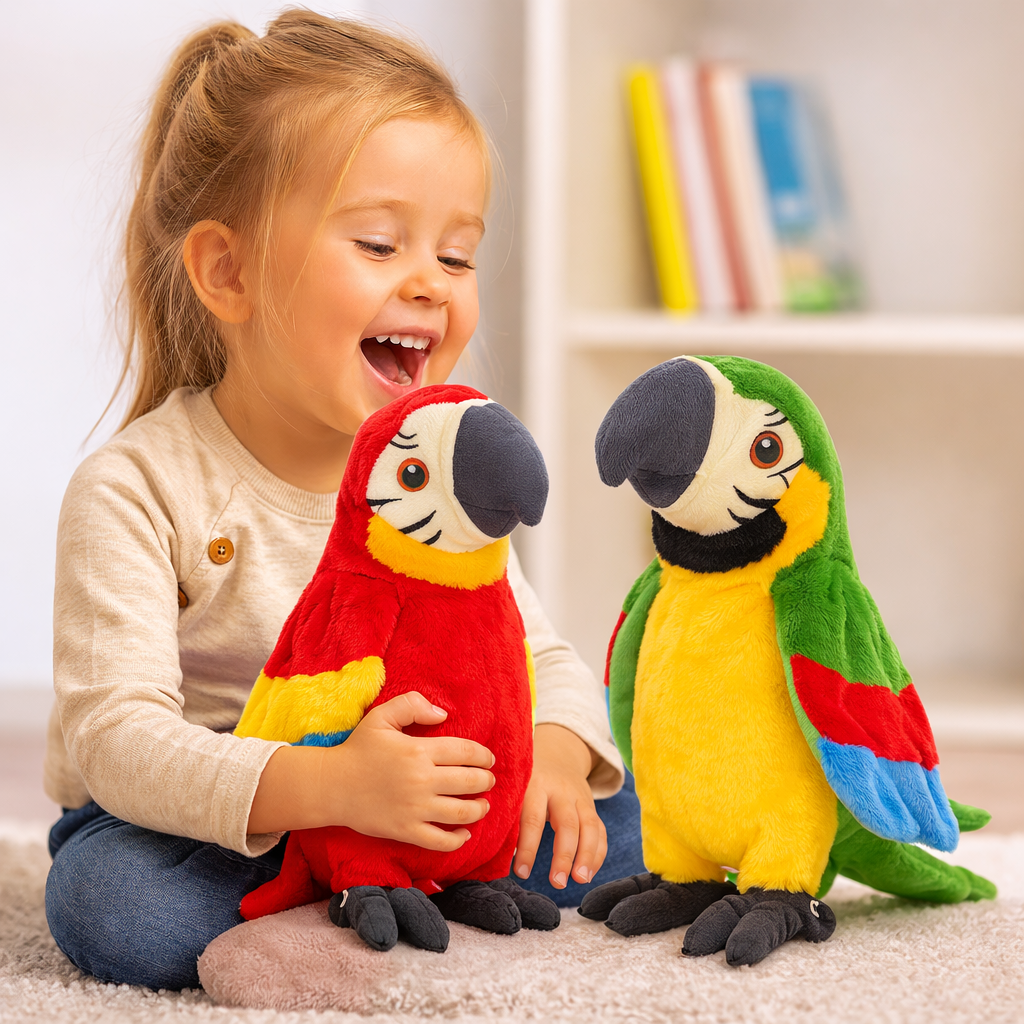 Talking Toy Parrot Plush Repeat Voice Kids Bird Toy