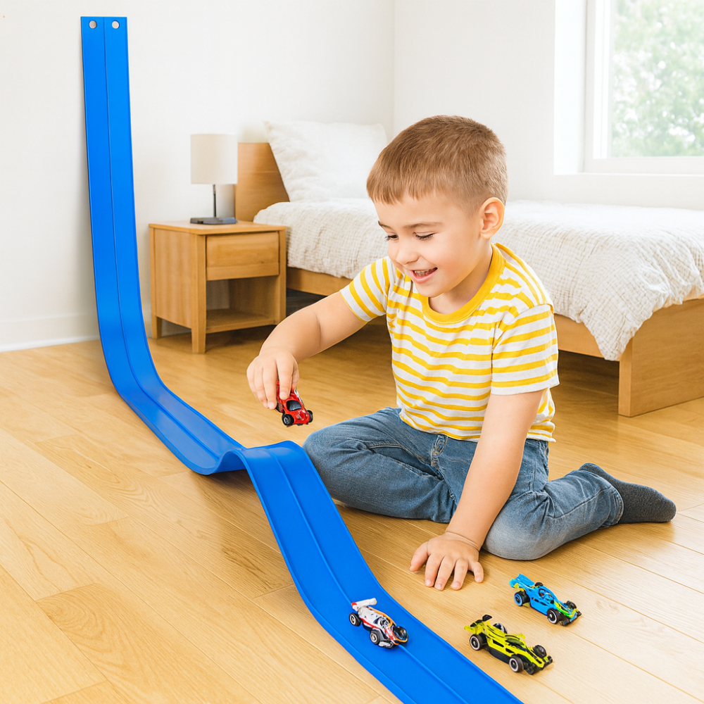 Race Track Kids Flexible Roll Up Car Set