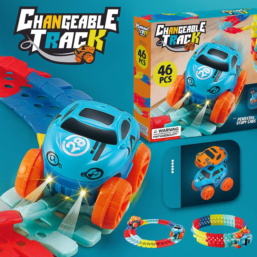 Race Track Kids Flexible Loop Stunt Car Set
