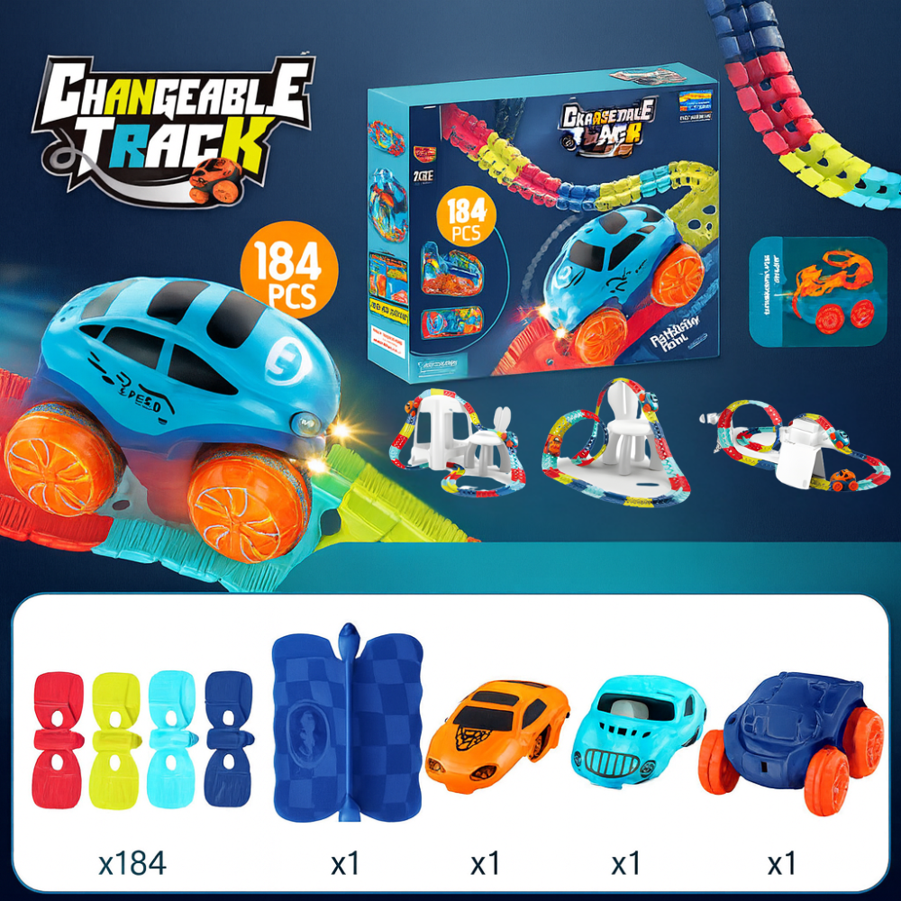 Race Track Kids Flexible Loop Stunt Car Set