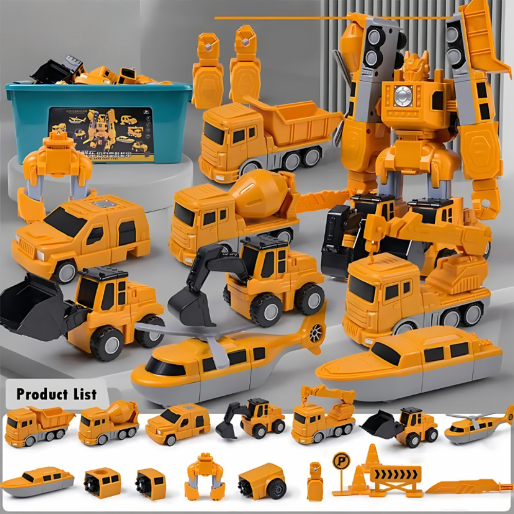 Magnetic Building Blocks Kids Transforming Vehicle Toy Set