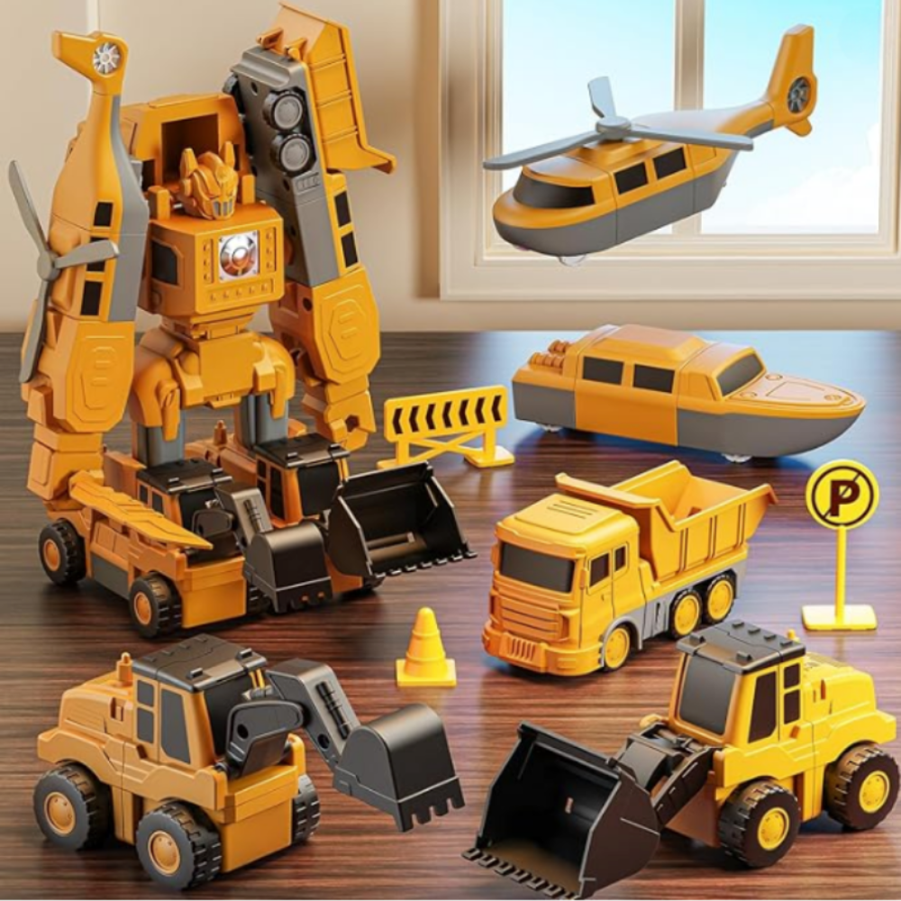 Magnetic Building Blocks Kids Transforming Vehicle Toy Set