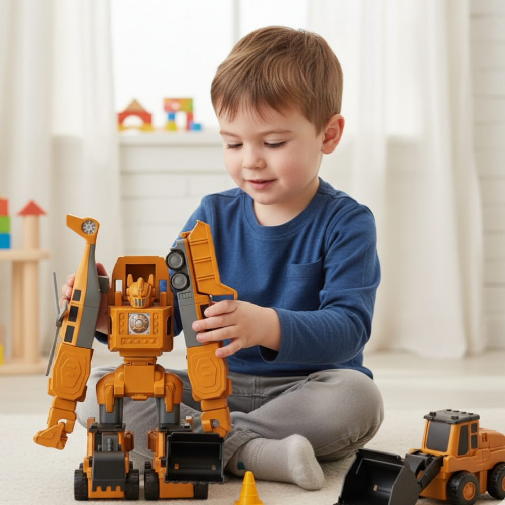 Magnetic Building Blocks Kids Transforming Vehicle Toy Set