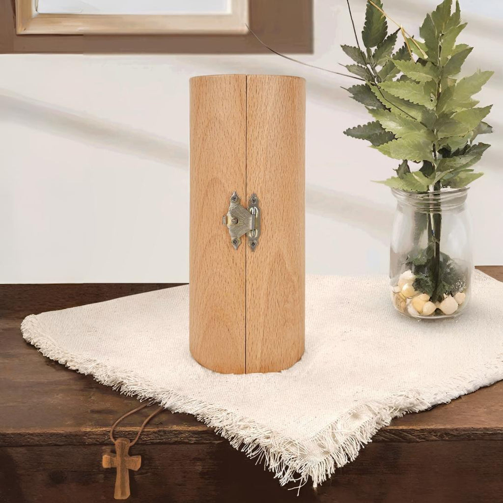 Christian Decor Wooden Cylinder Statue Prayer Keepsake