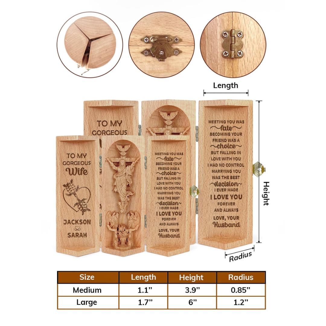 Christian Decor Wooden Cylinder Statue Prayer Keepsake