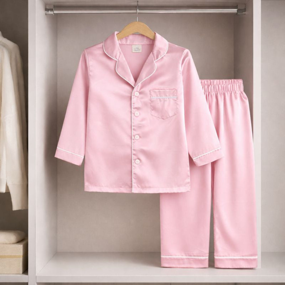 Kids Pajamas Set Long Sleeve Button Front Sleepwear