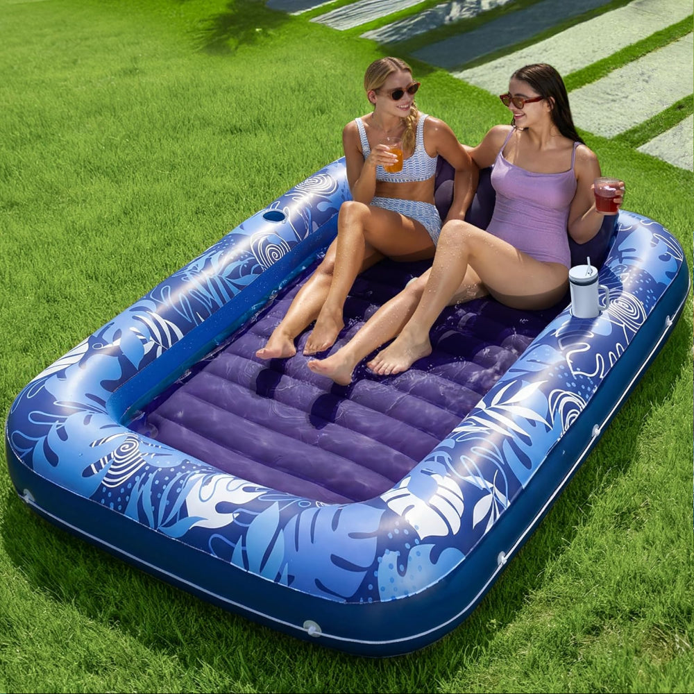 Pool Float Adult Inflatable Tanning Lounger Pillow Cup Holder