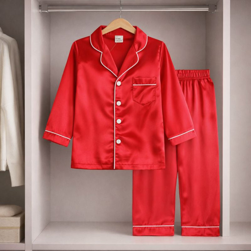 Kids Pajamas Set Button Front Long Sleeve Sleepwear