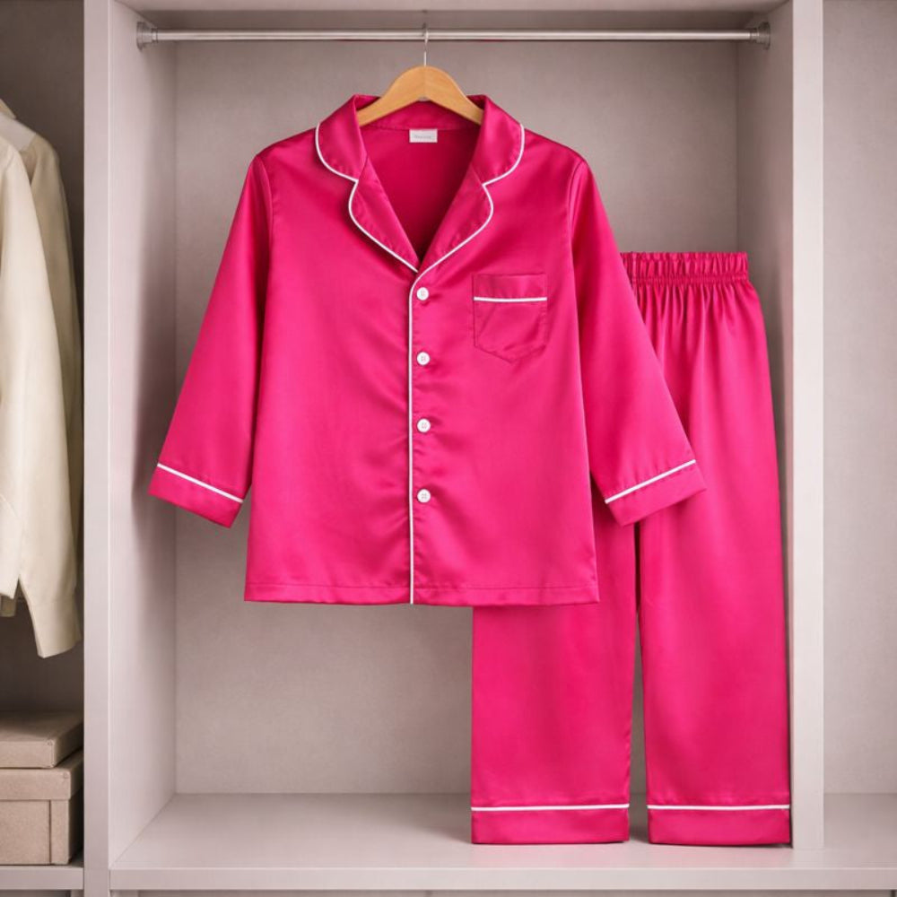 Kids Pajamas Set Button Front Long Sleeve Sleepwear