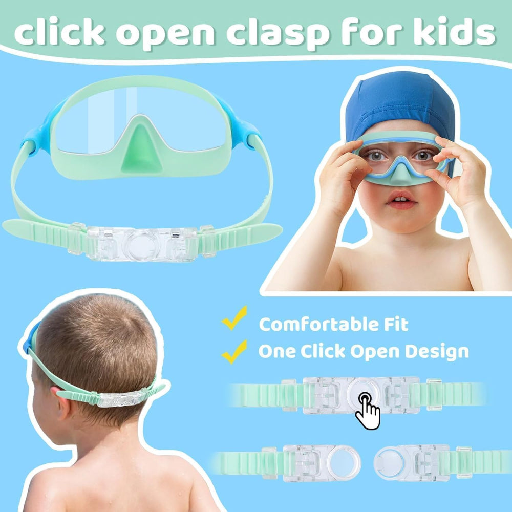 Swim Goggles Kids Anti Fog Nose Cover Mask Set