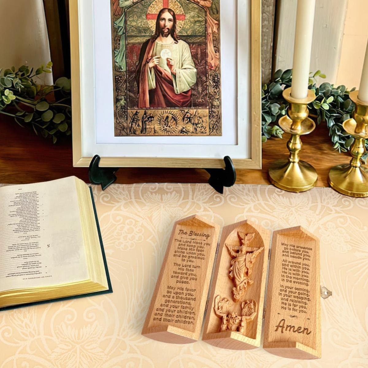 Religious Statue Wooden Prayer Room Home Decor