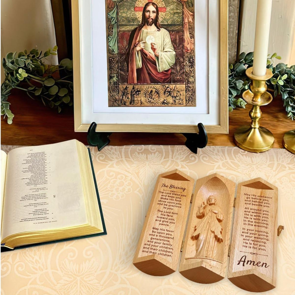 Religious Statue Wooden Prayer Room Home Decor