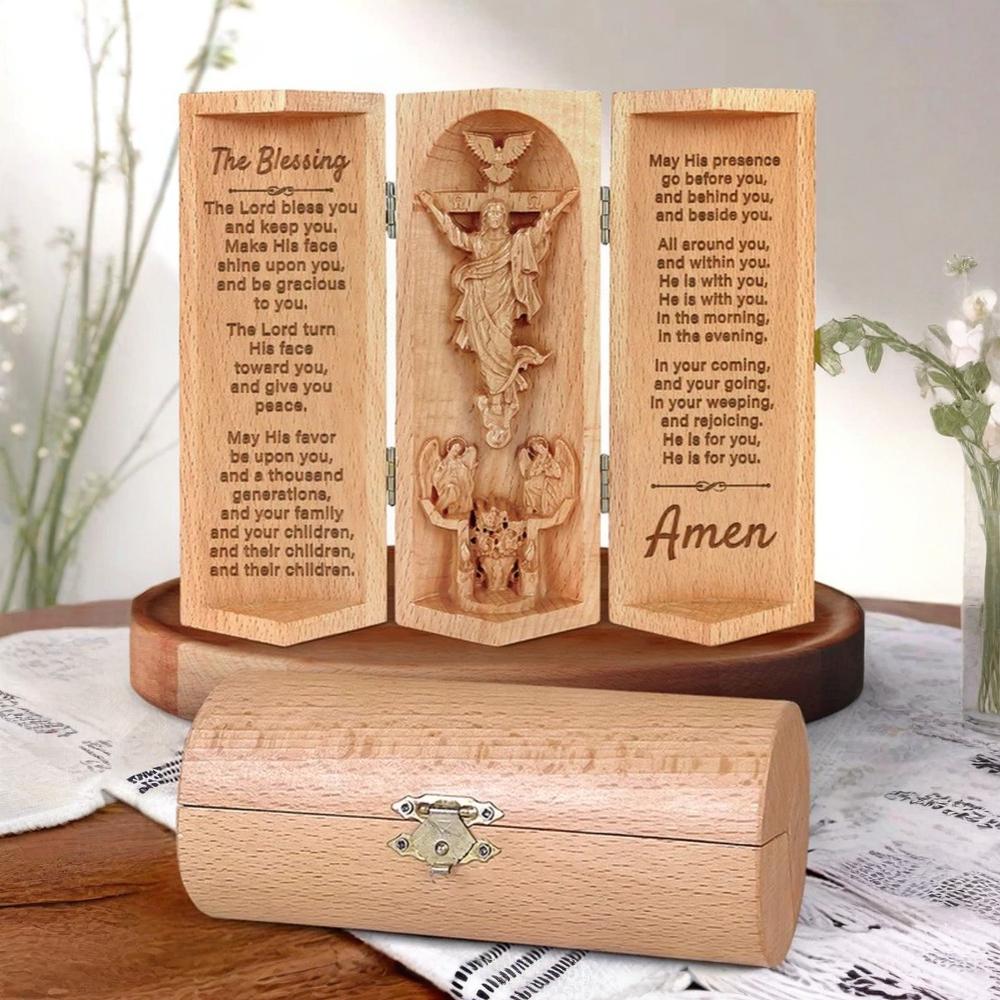 Religious Statue Wooden Prayer Room Home Decor