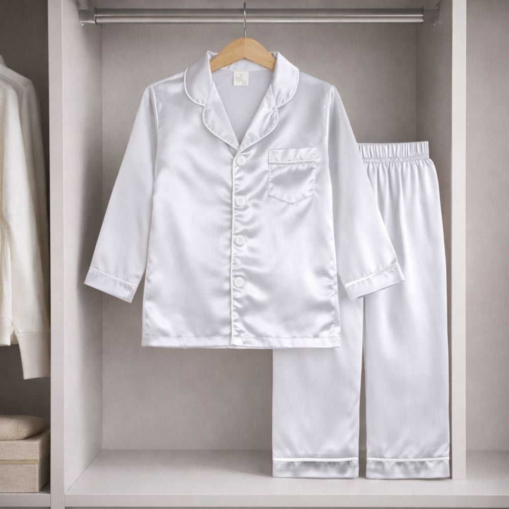 Kids Pajamas Set Long Sleeve Button Front Sleepwear